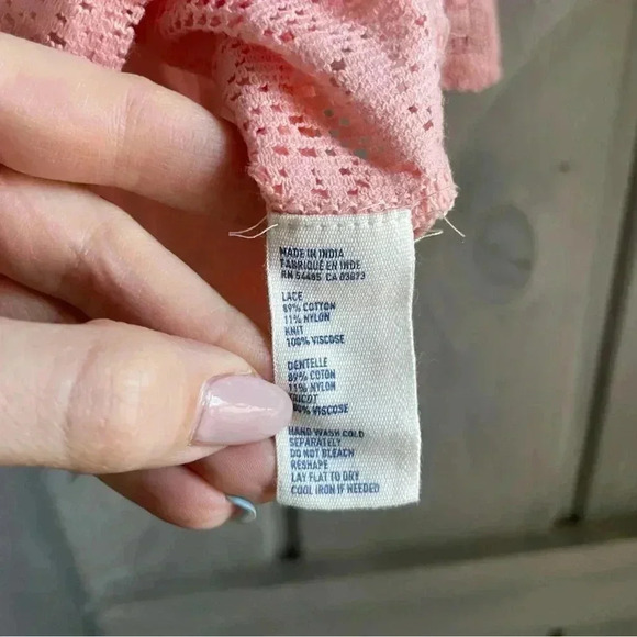 American Eagle-‎ Peach peasant Lace Blouse 3/4 sleeves soft girl boho - Picture 3 of 5